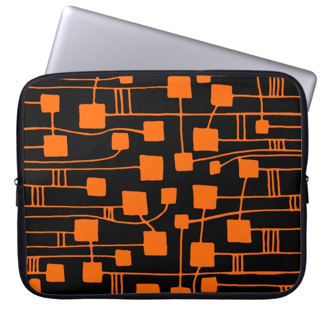 Capa Para Notebook Abstrato 111211 - Laranja a preto (Frente)