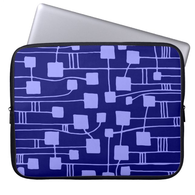 Capa Para Notebook Abstrato 111211 - Pastel Blue no Marinho Dp (Frente)