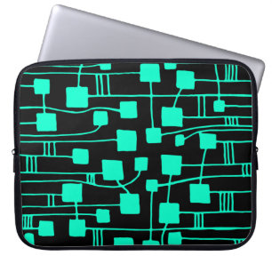 Capa Para Notebook Abstrato 111211 - Turquesa a preto