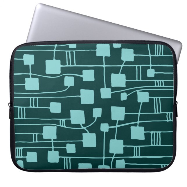 Capa Para Notebook Abstrato 111211 - Verde azul sobre verde-escuro (Frente)