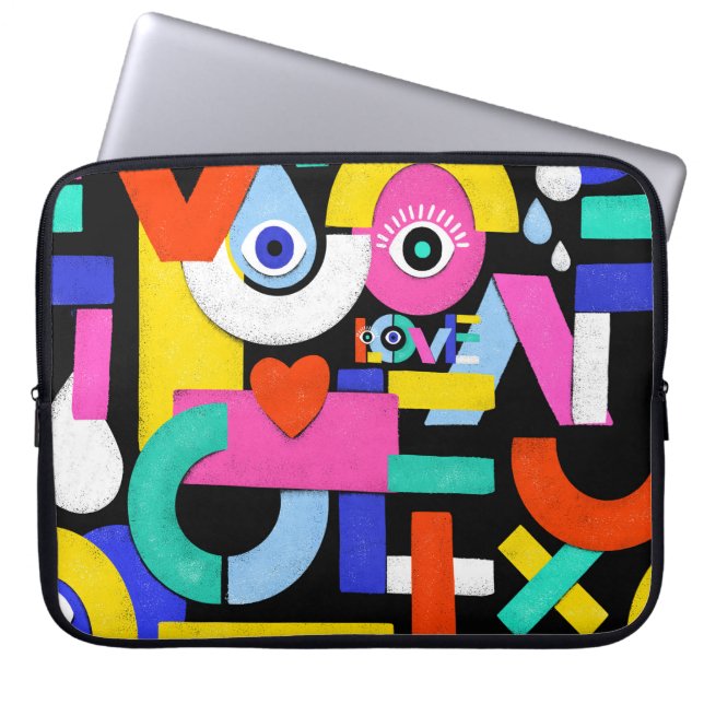 Capa Para Notebook Abstrato amor, olhos: padrão colorido (Frente)