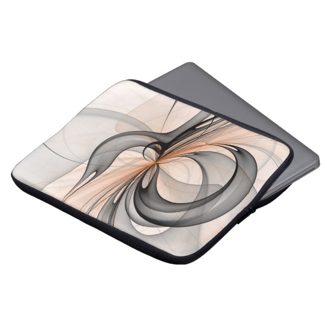 Capa Para Notebook Abstrato Anthracite Cinza Siena Moderna Arte Fract (Frente Topo)