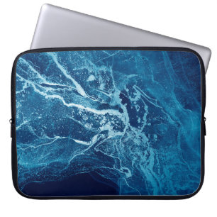 Capa Para Notebook Abstrato azul. Bolhas de cor azul e branca. Limpar