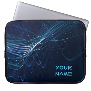 Capa Para Notebook Abstrato Azul Escuro com Nome Personalizável