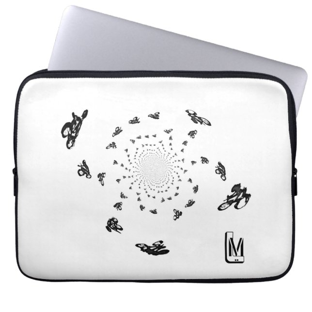 Capa Para Notebook Abstrato Bicicleta Raça Monograma (Frente)