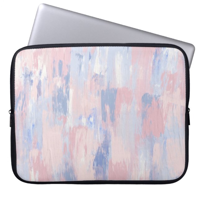Capa Para Notebook Abstrato Blush e Traços de Tinta Azul (Frente)
