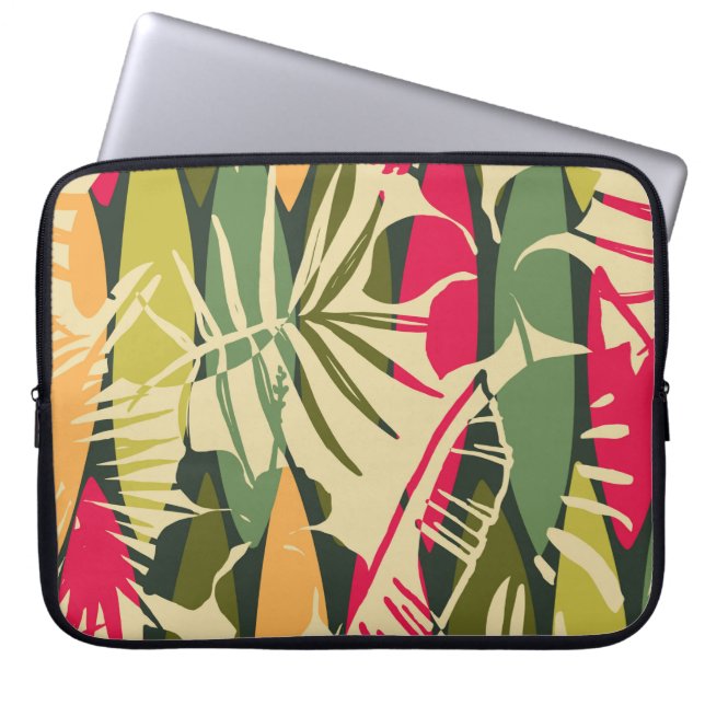 Capa Para Notebook Abstrato com folhas tropicais. Ha (Frente)