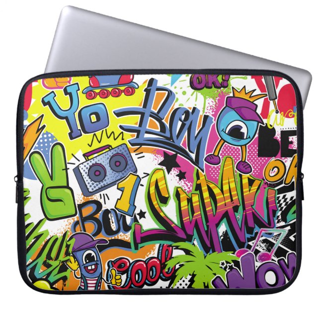 Capa Para Notebook Abstrato com padrão história em quadrinhos sem cos (Frente)