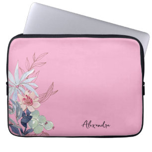 Capa Para Notebook Abstrato cor-de-rosa embebida em palha elegante