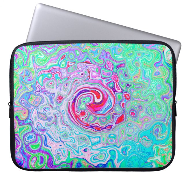 Capa Para Notebook Abstrato da Groovy com espiral retrógrada e verde (Frente)