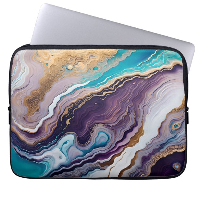 Capa Para Notebook Abstrato de Ametista e Turquesa (Frente)