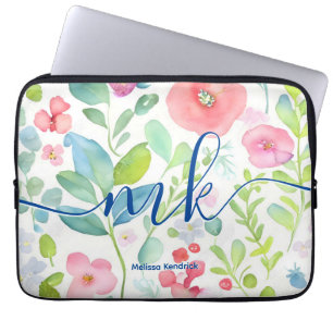 Capa Para Notebook Abstrato de Aquarela Berries Ferns Flowers Monogra