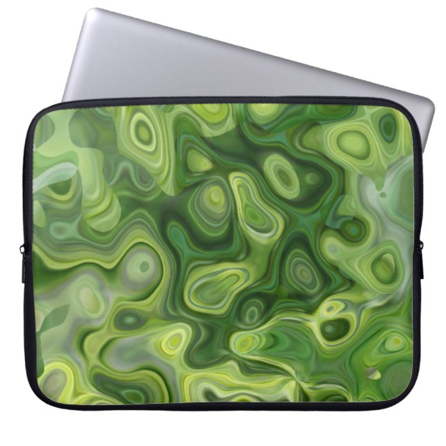 Capa Para Notebook Abstrato de Arte de Padrão Verde Amoba (Frente)