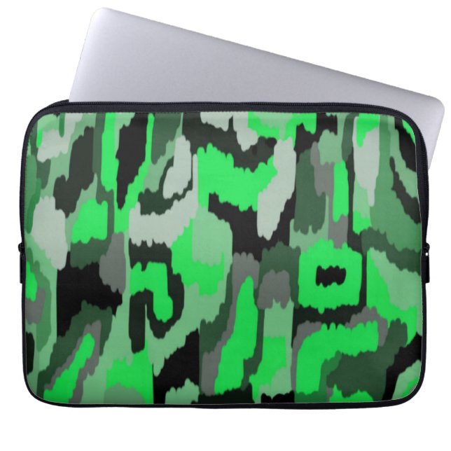 Capa Para Notebook Abstrato de arte verde e preta (Frente)