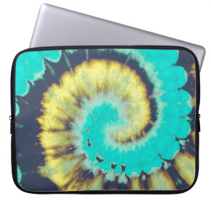 Capa Para Notebook Abstrato de espiral teal. Círculo de Camisa Típica
