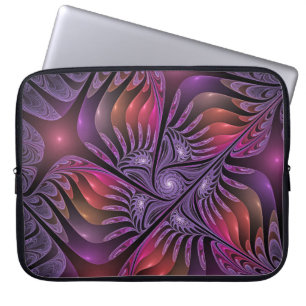 Capa Para Notebook Abstrato de Fantasia Colorida Fractal Roxo