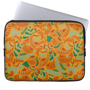 Capa Para Notebook Abstrato de flores brancas, sem costura, azulejo c