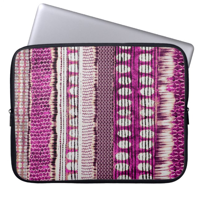 Capa Para Notebook Abstrato de Fronteira Étnica de Fuchsia (Frente)