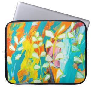 Capa Para Notebook Abstrato de pintura em acrílico floral multicolor