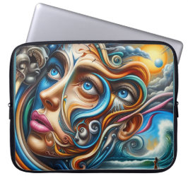 Capa Para Notebook Abstrato Dreamscape Ocean Serenity & Cosmic Wonder