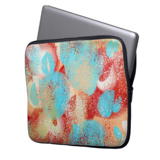 Capa Para Notebook Abstrato em Azul-Aqua, Vermelho e Amarelo