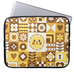 Capa Para Notebook Abstrato floral. Vintage Scandinavian e folk des