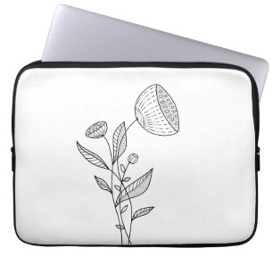 Capa Para Notebook Abstrato Flores, Na moda Preto E Branco