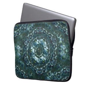 Capa Para Notebook Abstrato hexágonos na luminosidade manchada ciano
