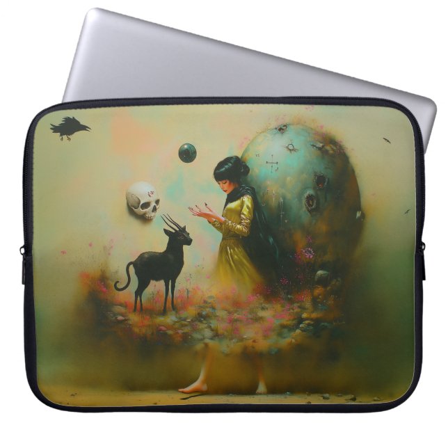 Capa Para Notebook Abstrato Horns Cat Skull oculta Darchy AI Art (Frente)