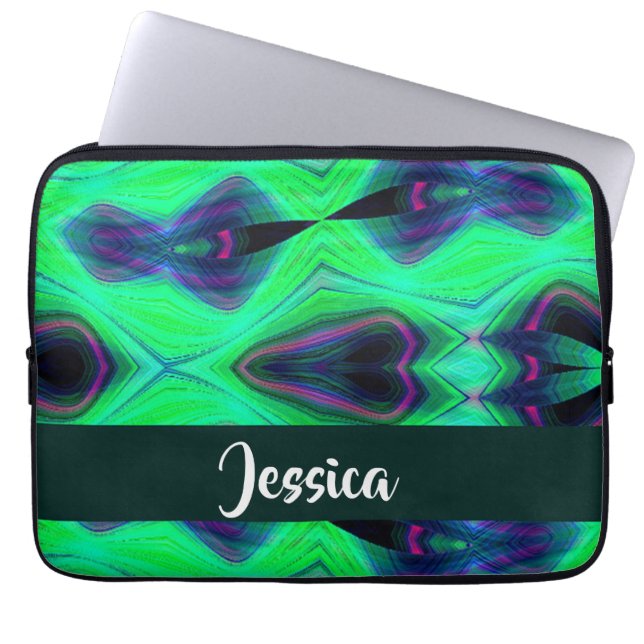 Capa Para Notebook Abstrato infinito padrão verde (Frente)