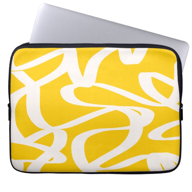 Capa Para Notebook Abstrato Linha Amarelo (Frente)