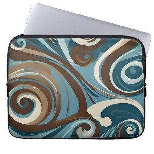 Capa Para Notebook Abstrato Marrom, Azul e Creme