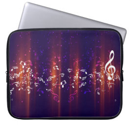 Capa Para Notebook Abstrato Music Notes Bolsa de laptop de Fundo