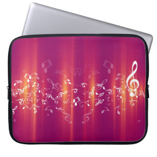 Capa Para Notebook Abstrato Music Notes Bolsa de laptop de Fundo