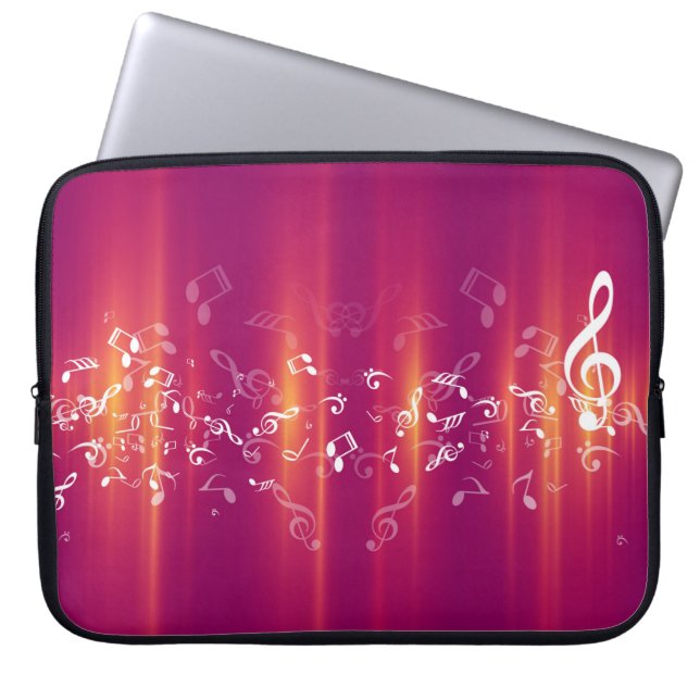 Capa Para Notebook Abstrato Music Notes Bolsa de laptop de Fundo (Frente)