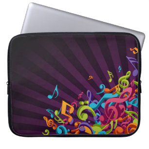 Capa Para Notebook Abstrato Music Notes Bolsa de laptop de Fundo