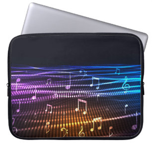 Capa Para Notebook Abstrato Music Notes Bolsa de laptop de Fundo