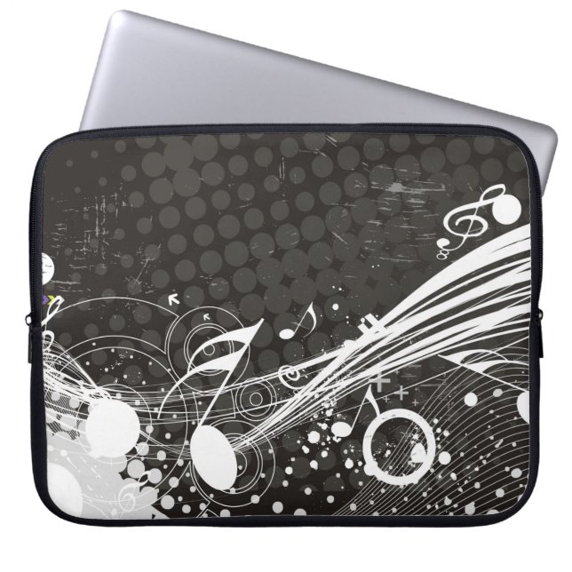 Capa Para Notebook Abstrato Music Notes Bolsa de laptop de Fundo (Frente)