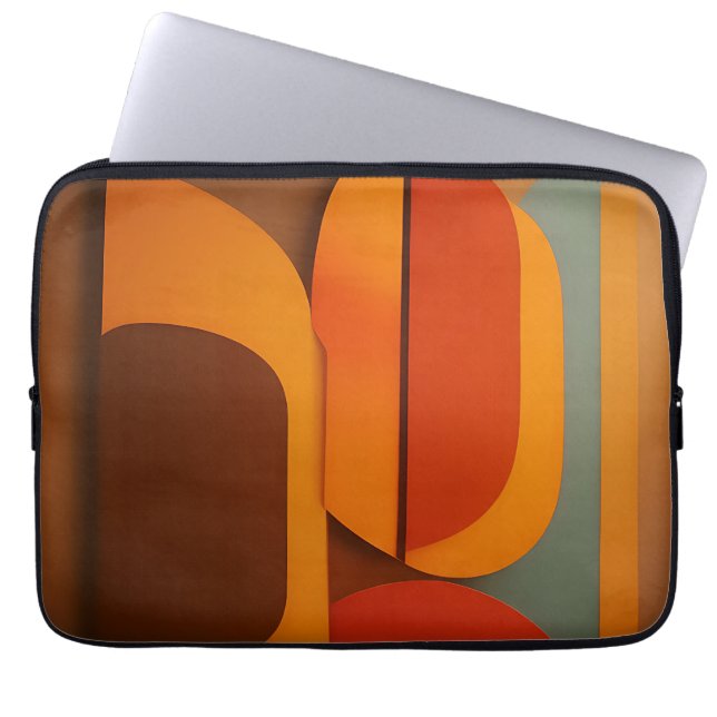 Capa Para Notebook Abstrato Ousado Laranja Retrô de Meados do Século (Frente)