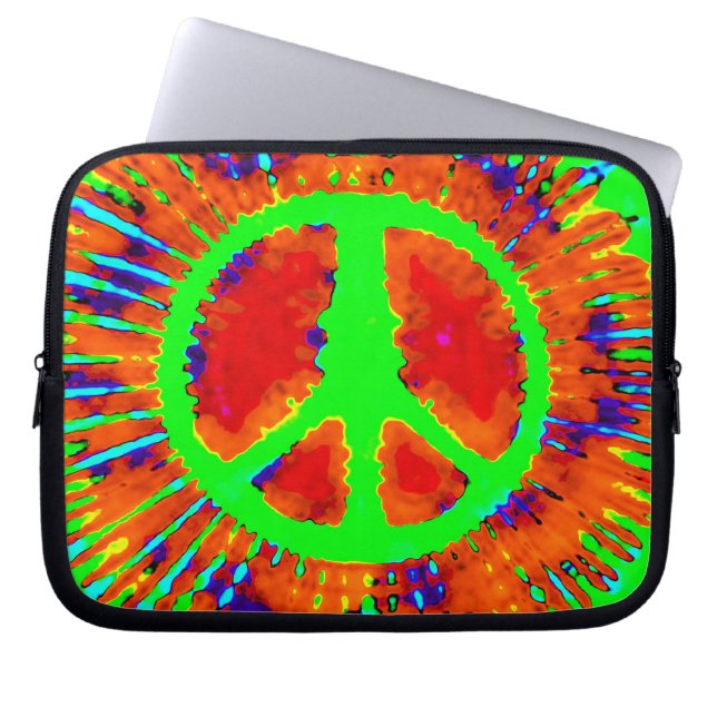 Capa Para Notebook Abstrato Psychedelic Tie-Dye - Sinal de paz fina (Frente)