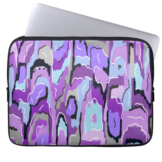 Capa Para Notebook Abstrato púrpura com realces azuis e pretos (Frente)