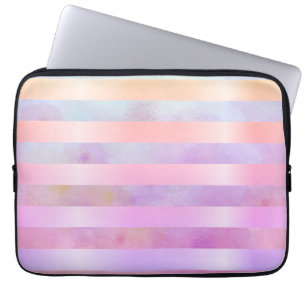 Capa Para Notebook Abstrato Rainbow Flowers Strips in Watercolor