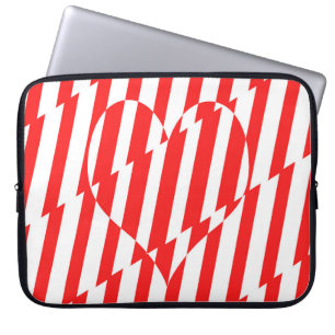 Capa Para Notebook Abstrato Red n White Stripes Namorados Coração