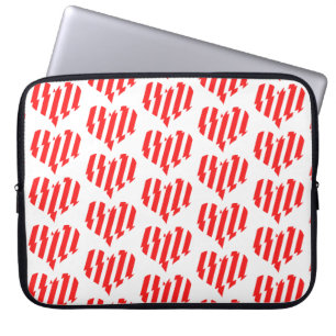 Capa Para Notebook Abstrato Red n White Stripes Namorados Coração
