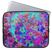 Abstrato Roxo e Flor Azul