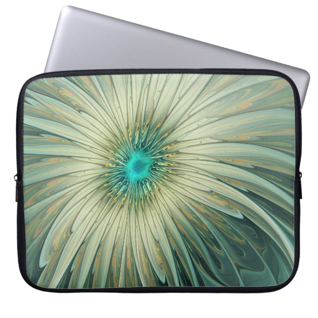 Capa Para Notebook Abstrato Sage Green Fantasy Flor Arte Fractal (Frente)
