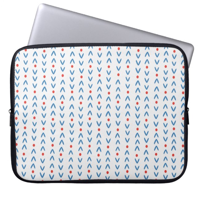 Capa Para Notebook Abstrato sem costura em azul e vermelho em creme (Frente)