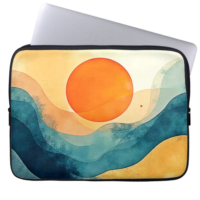 Capa Para Notebook Abstrato Sunset Waves Art (Frente)