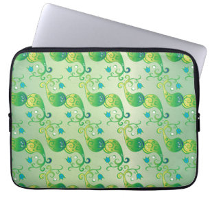 Capa Para Notebook Abstrato Verde Tulip Boteh Padrão Floral