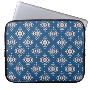Capa Para Notebook Abstrato vintage damask blue background